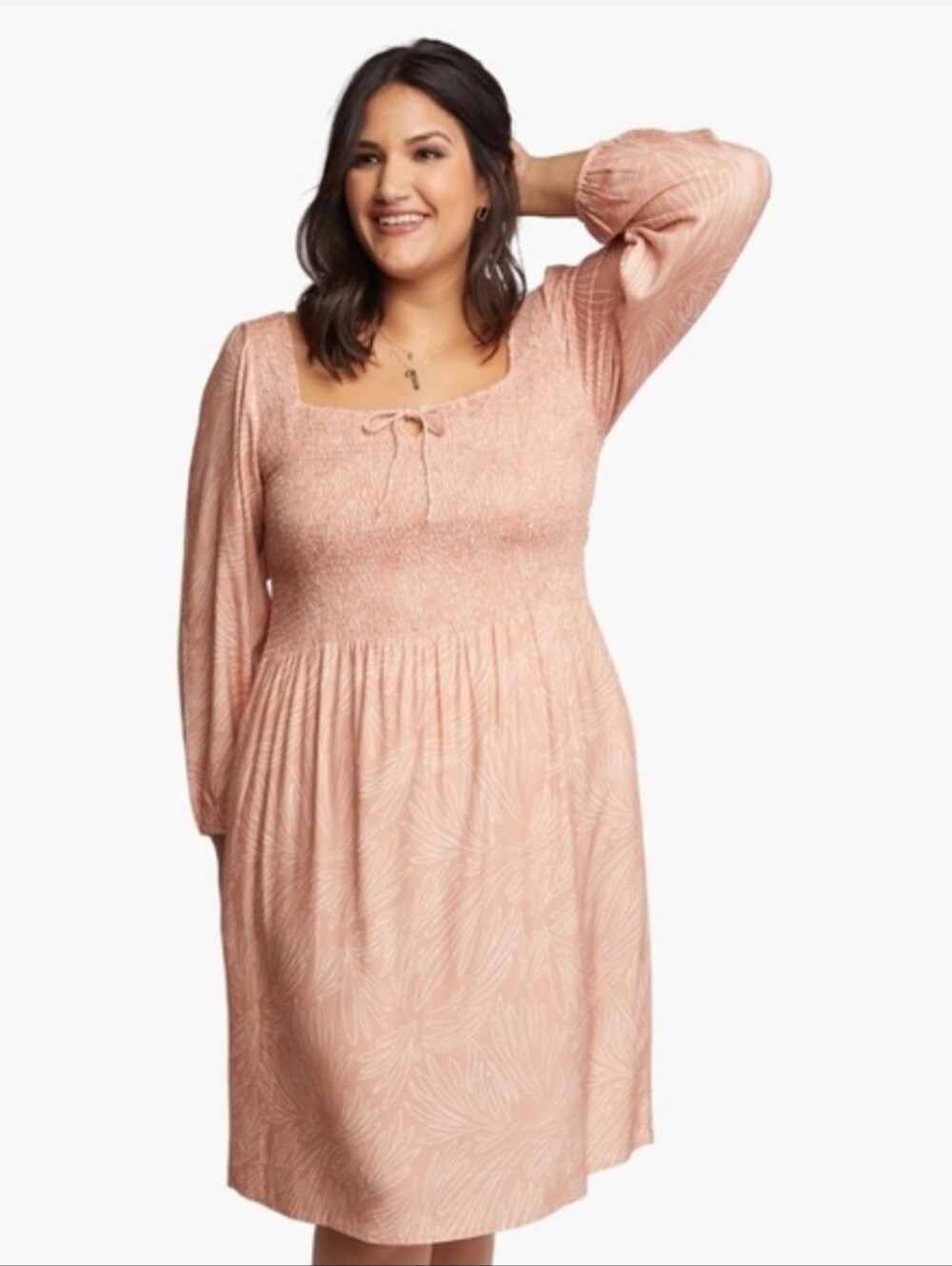 105. Able Joyce Smocked Midi Dress In Blush Size 3X Pockets NWT